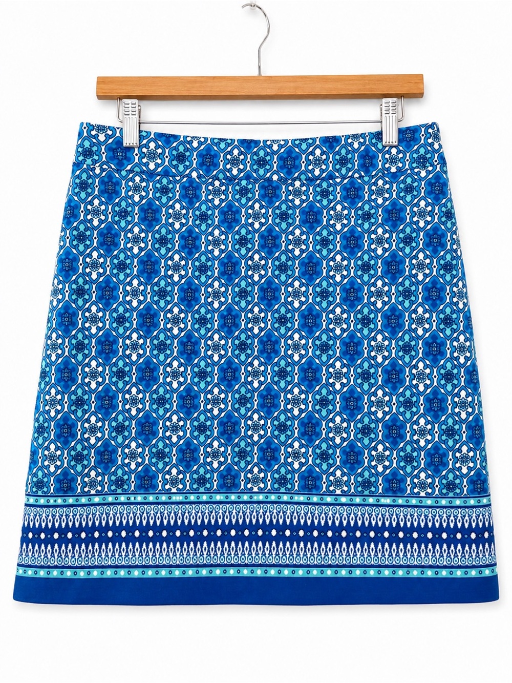 Talbots Blue Mosaic Print Mini Skirt